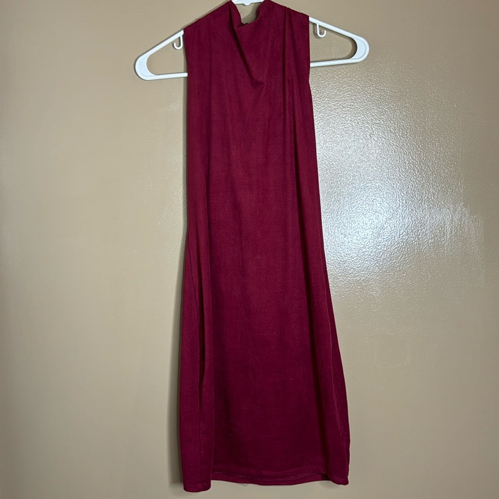 Burgundy High Neck Dress